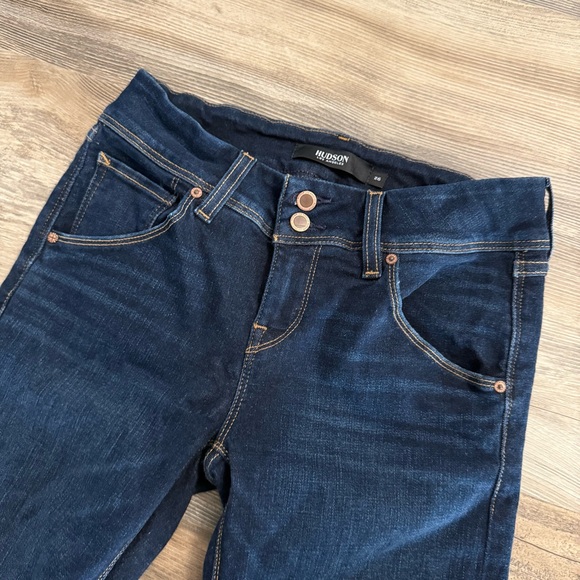 Hudson Beth Baby Boot Jeans Women’s Size 26 Dark Wash Bootcut Flap Pockets - Picture 2 of 7